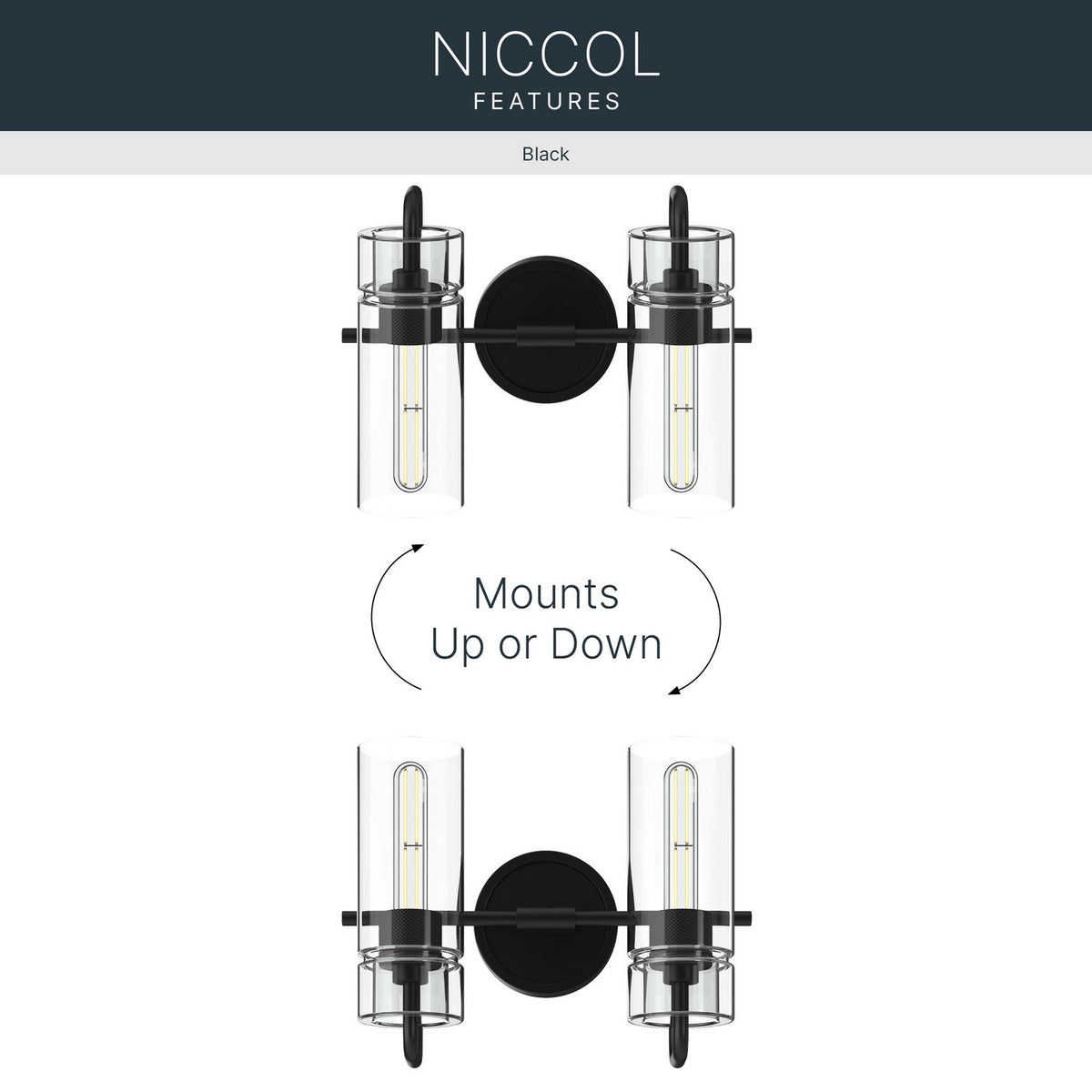 KICHLER 55251BK Niccol Two Light Bath