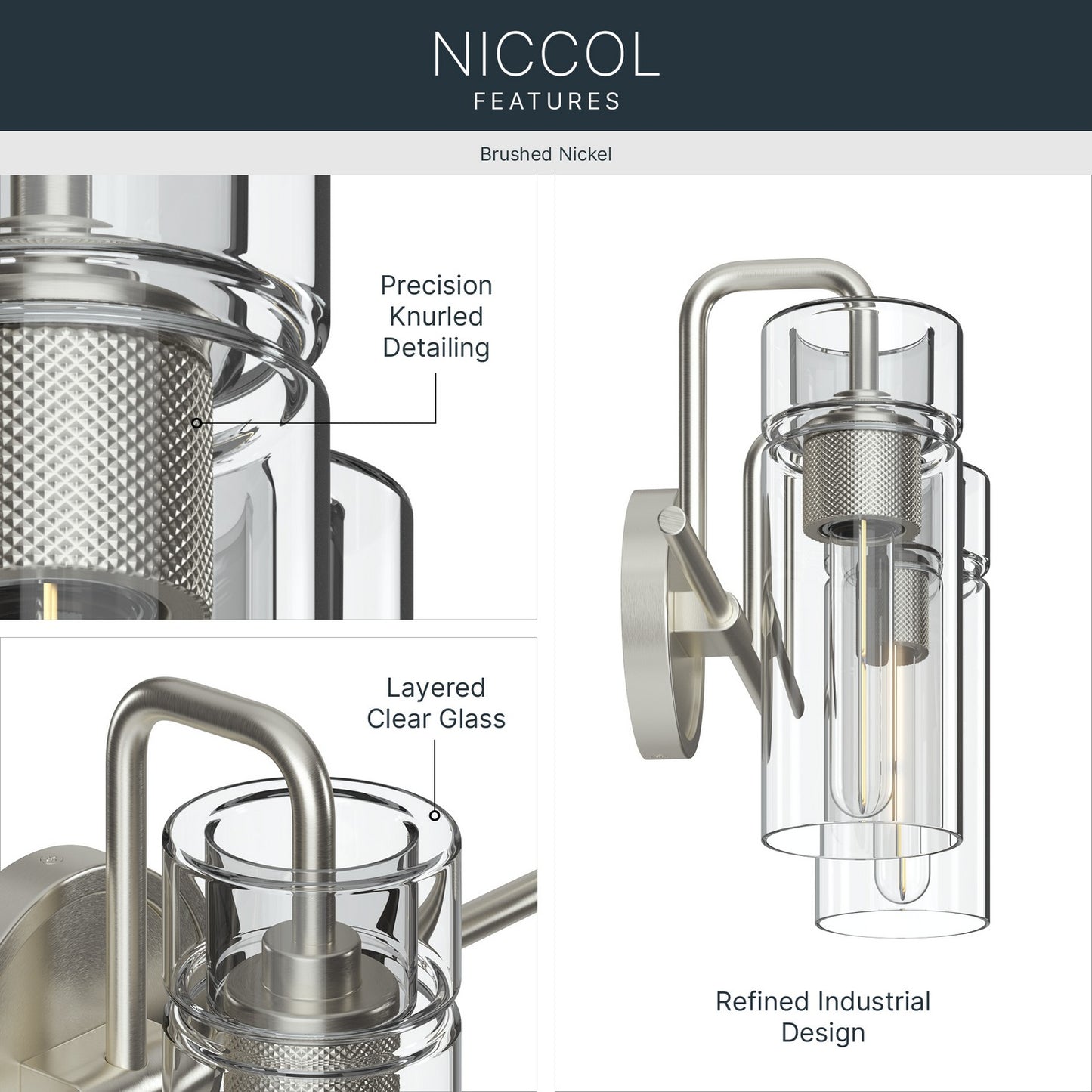 KICHLER 55251NI Niccol Two Light Bath