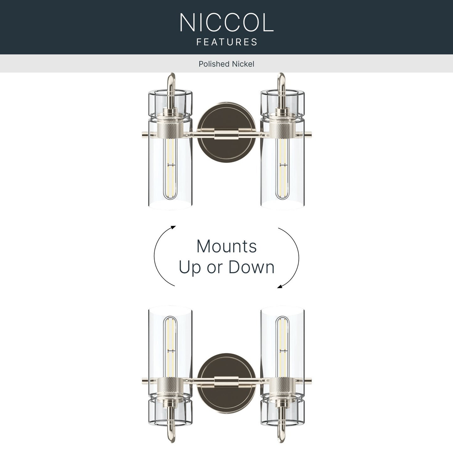 KICHLER 55251PN Niccol Two Light Bath