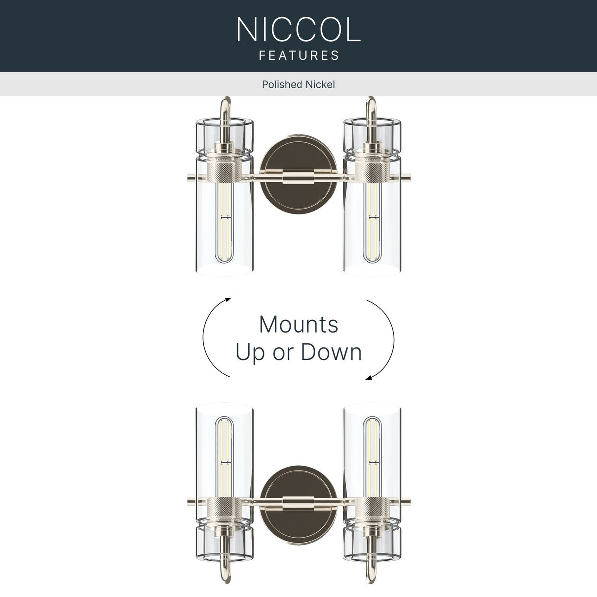 KICHLER 55251PN Niccol Two Light Bath