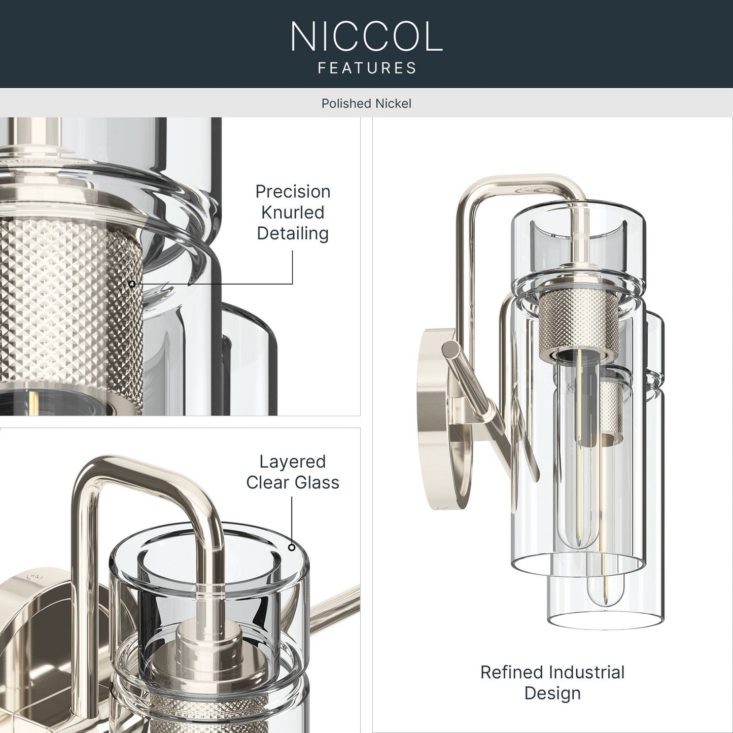 KICHLER 55251PN Niccol Two Light Bath