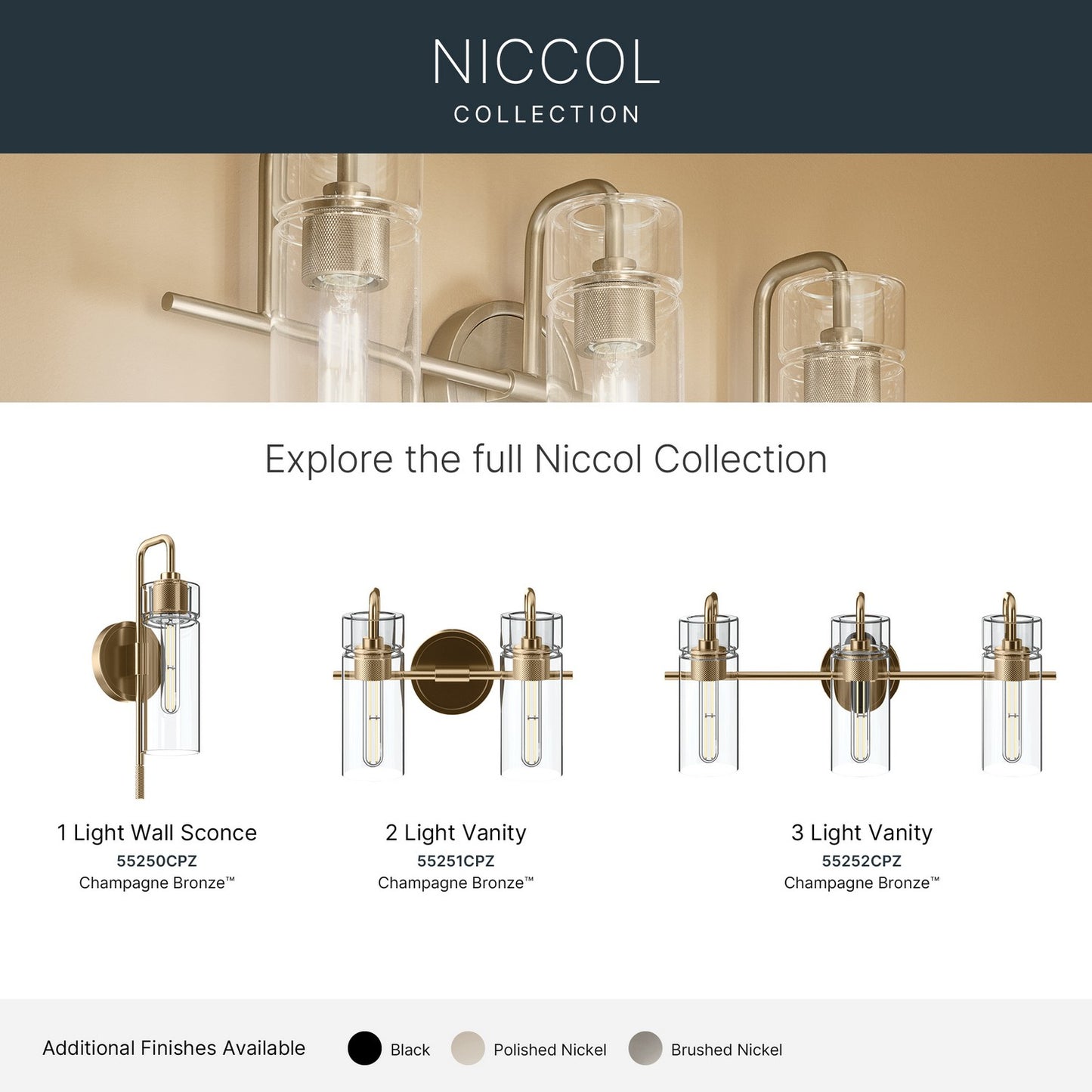 KICHLER 55252CPZ Niccol Three Light Bath