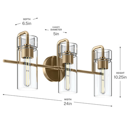 KICHLER 55252CPZ Niccol Three Light Bath