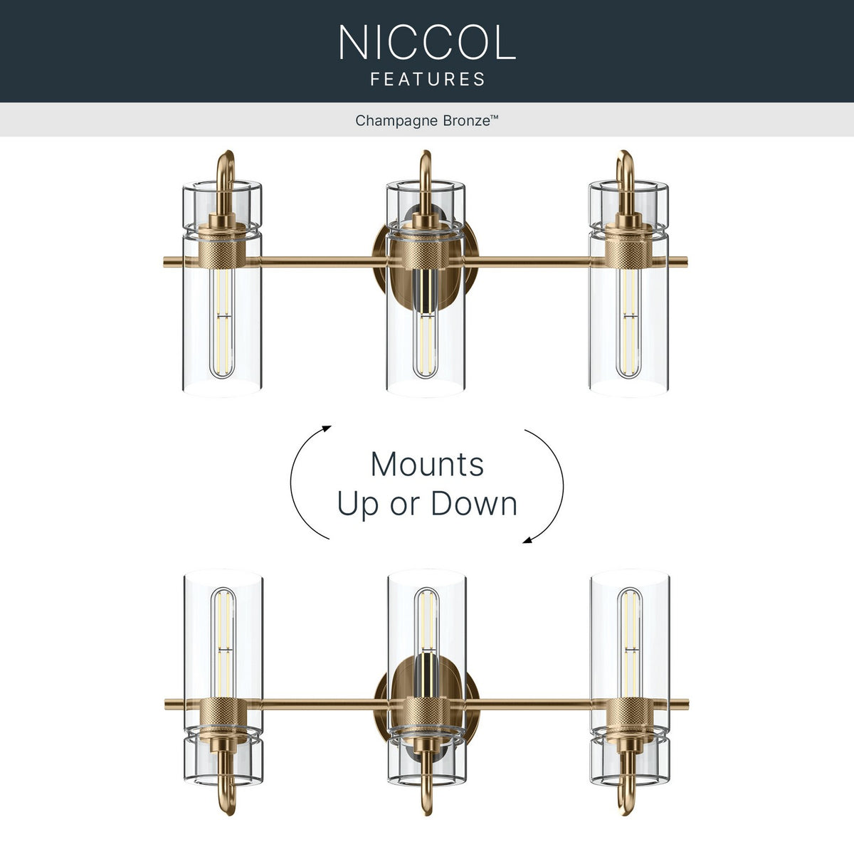 KICHLER 55252CPZ Niccol Three Light Bath