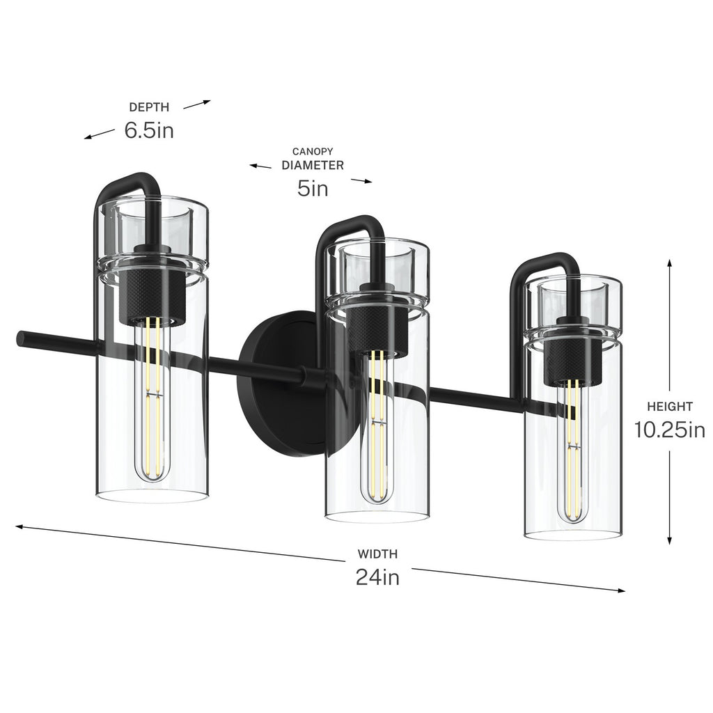 KICHLER 55252BK Niccol Three Light Bath