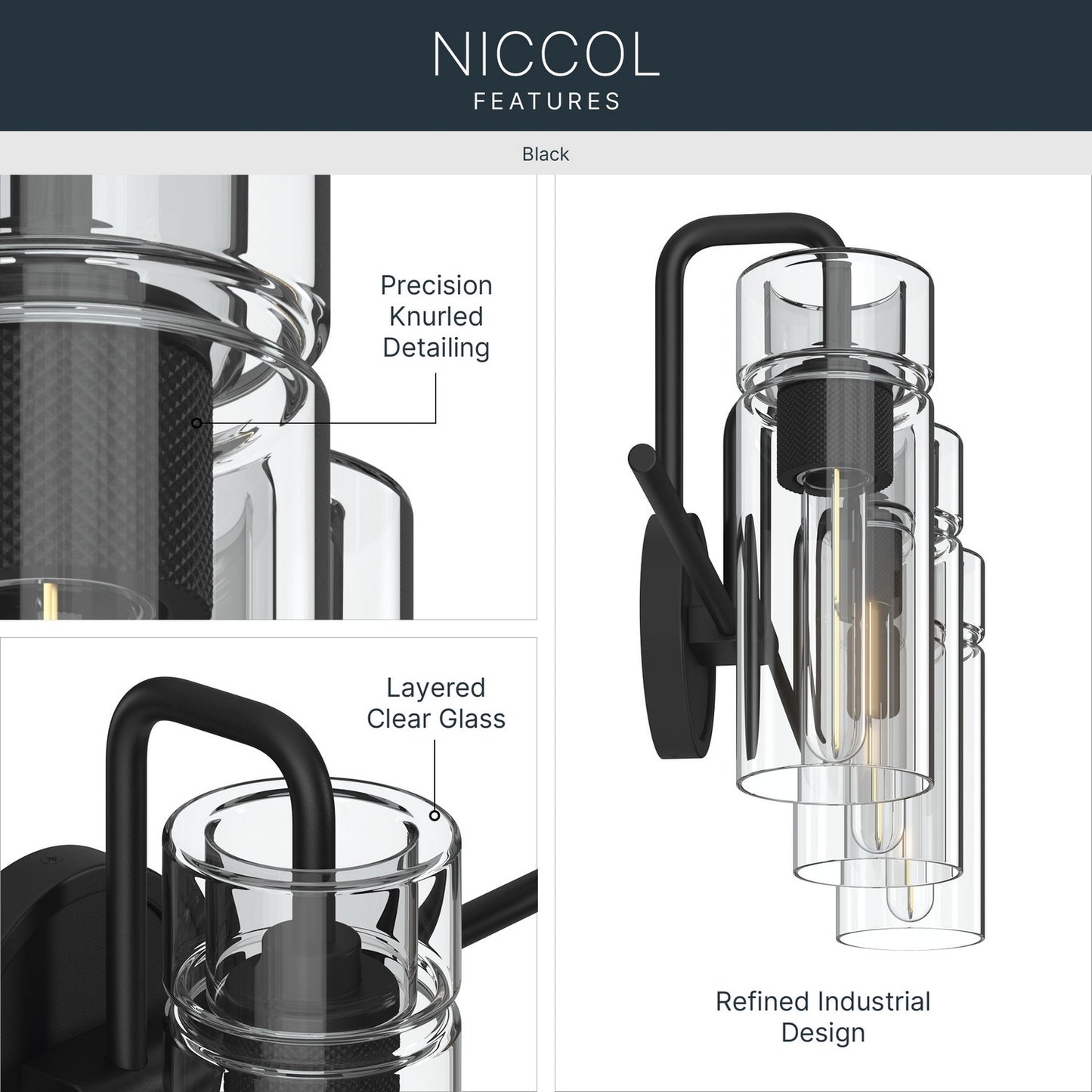 KICHLER 55252BK Niccol Three Light Bath