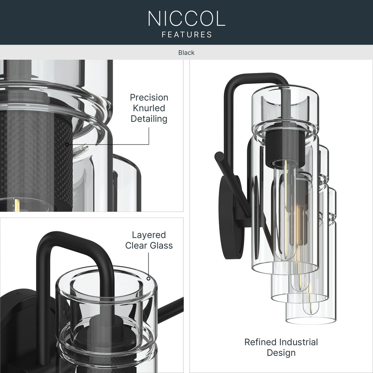 KICHLER 55252BK Niccol Three Light Bath