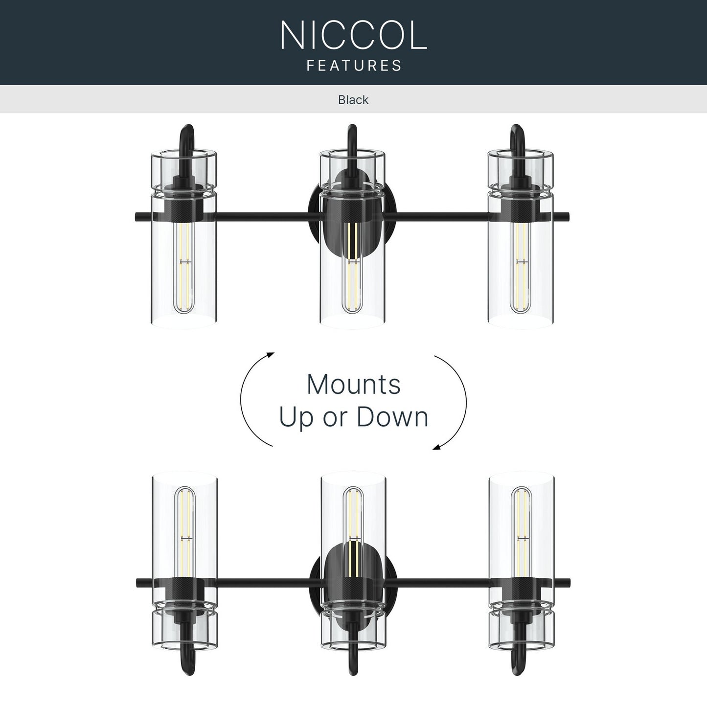 KICHLER 55252BK Niccol Three Light Bath
