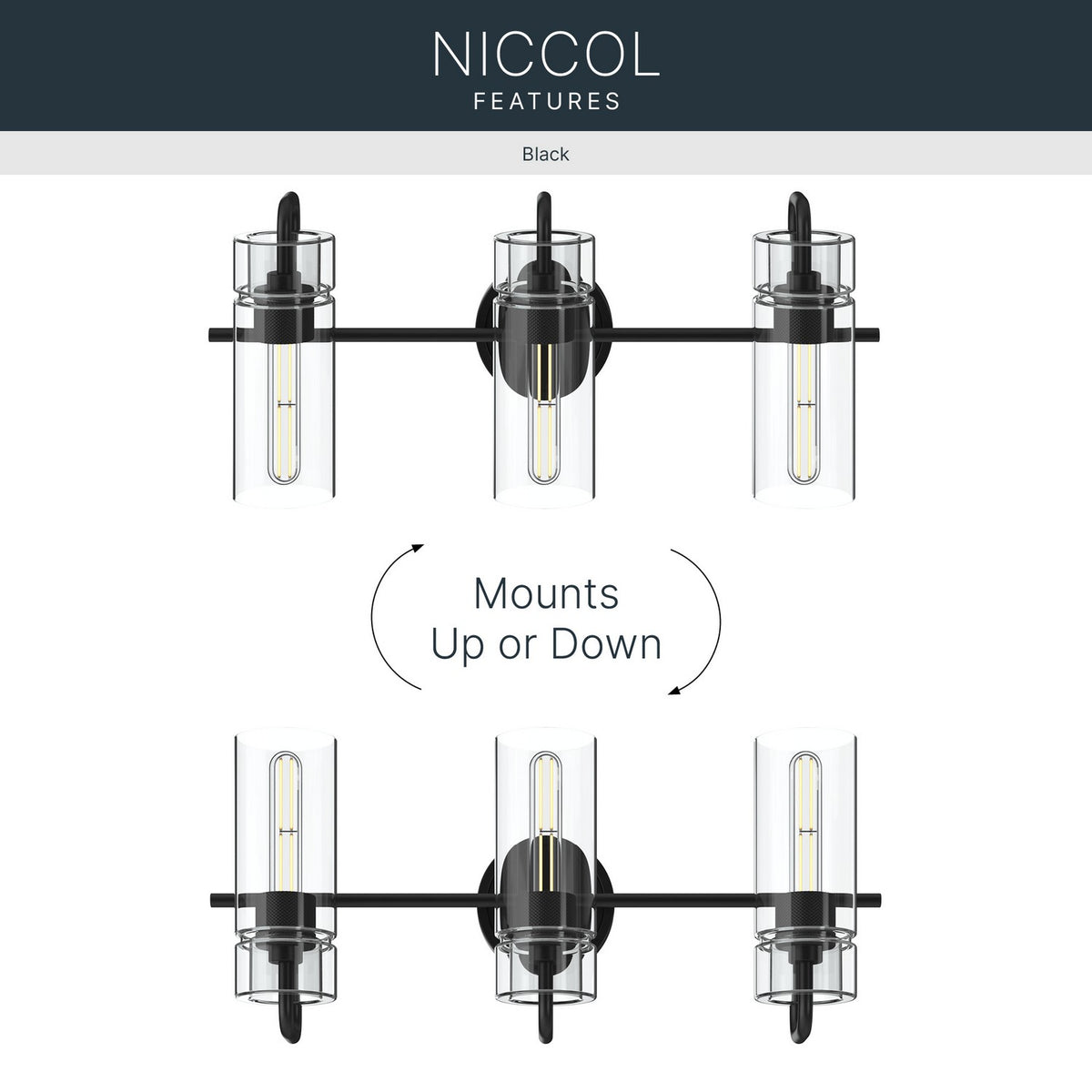 KICHLER 55252BK Niccol Three Light Bath