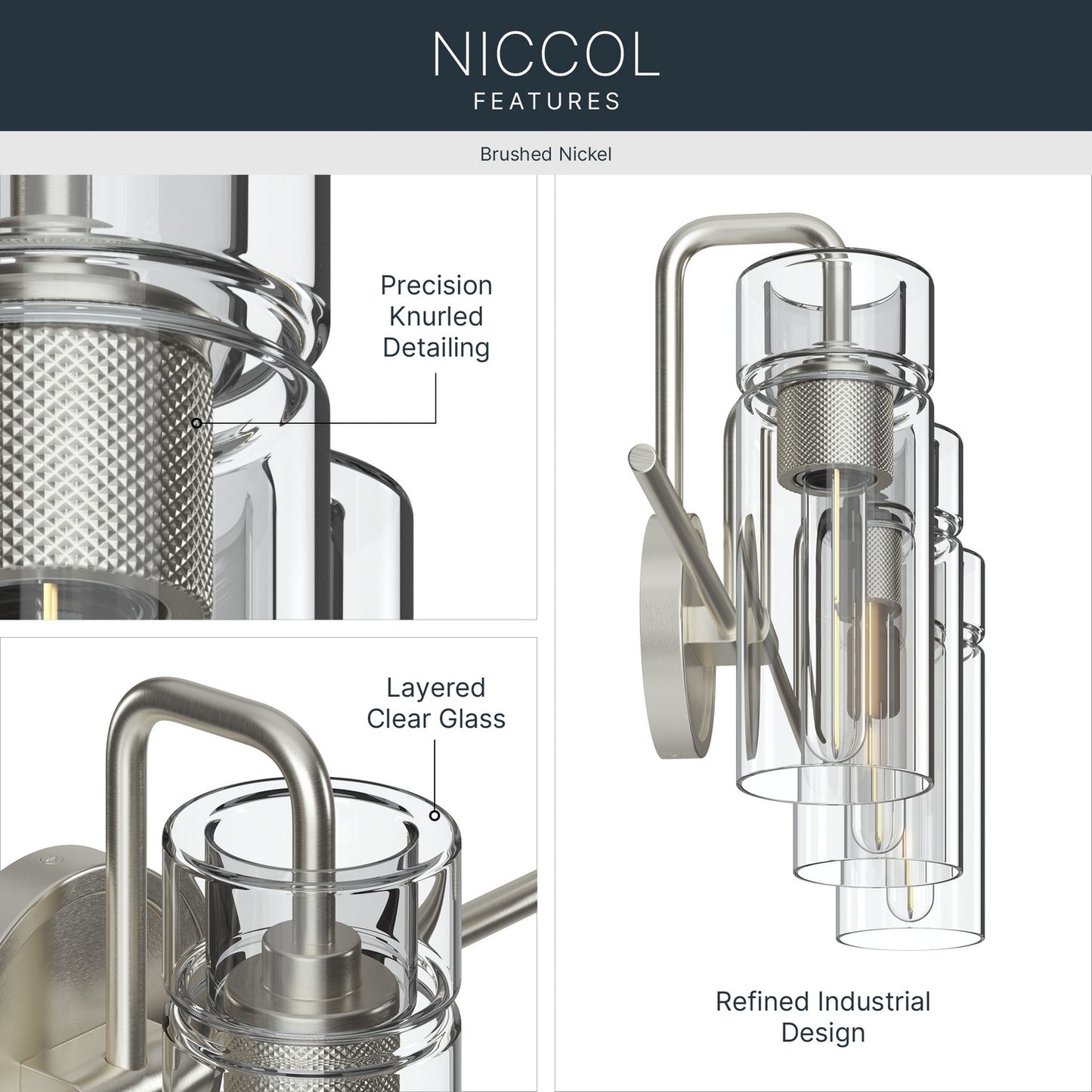 KICHLER 55252NI Niccol Three Light Bath