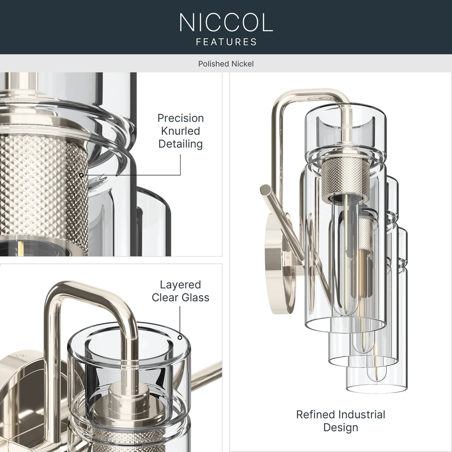 KICHLER 55252PN Niccol Three Light Bath