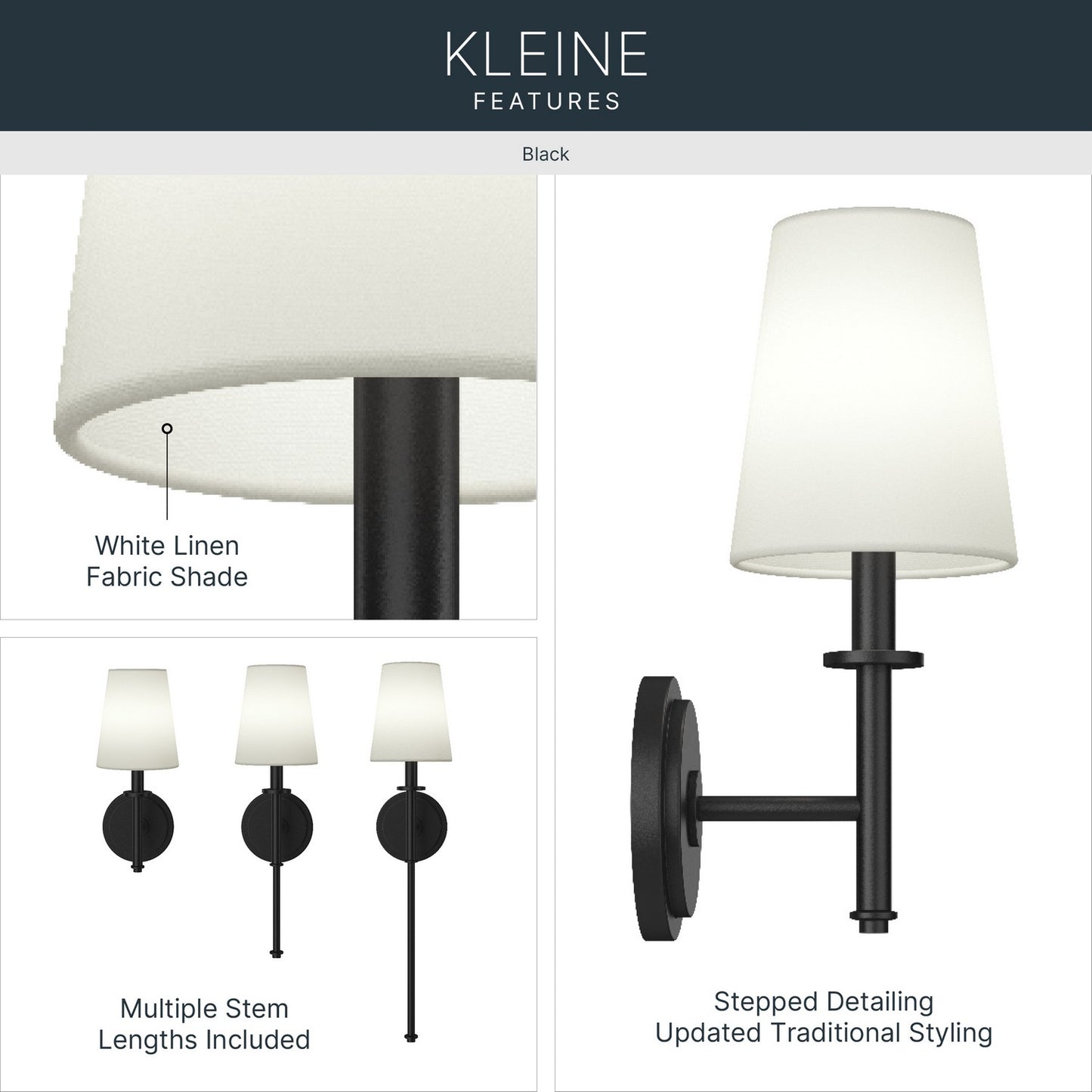 KICHLER 52808BK Kleine One Light Wall Sconce