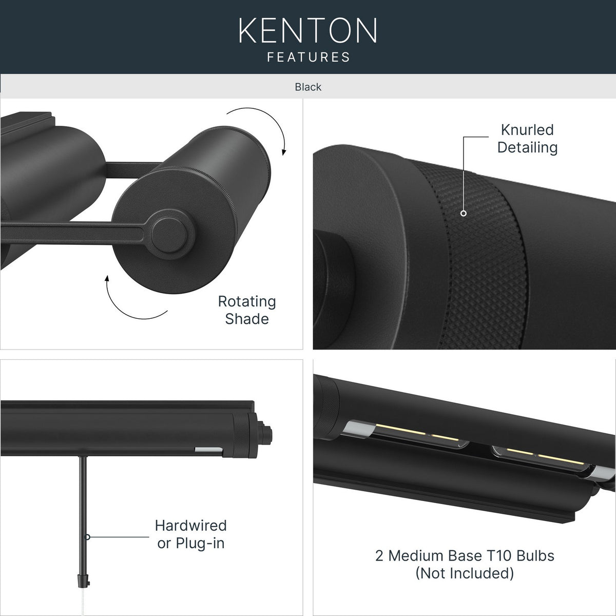KICHLER 52814BK Kenton Two Light Picture Light