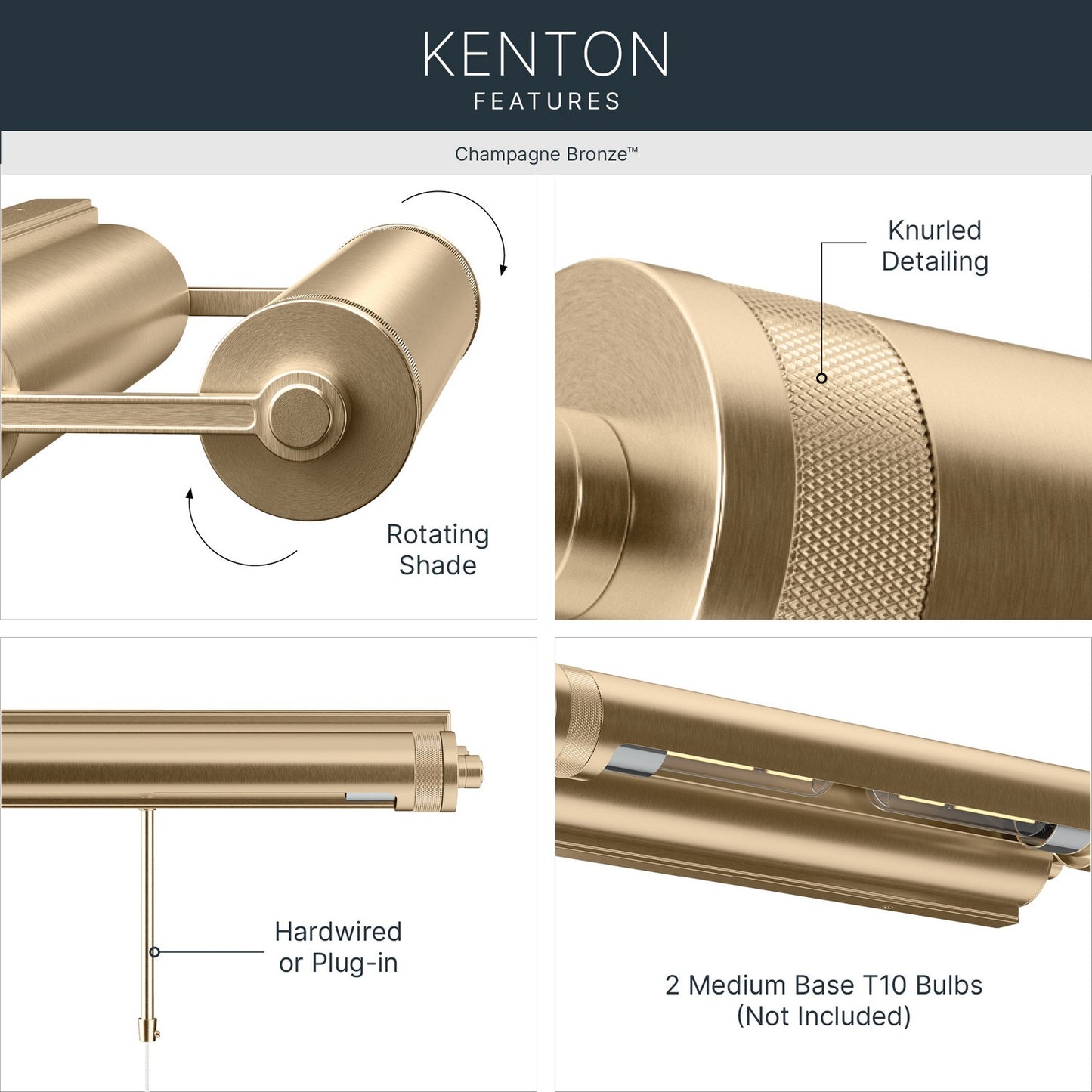 KICHLER 52814CPZ Kenton Two Light Picture Light