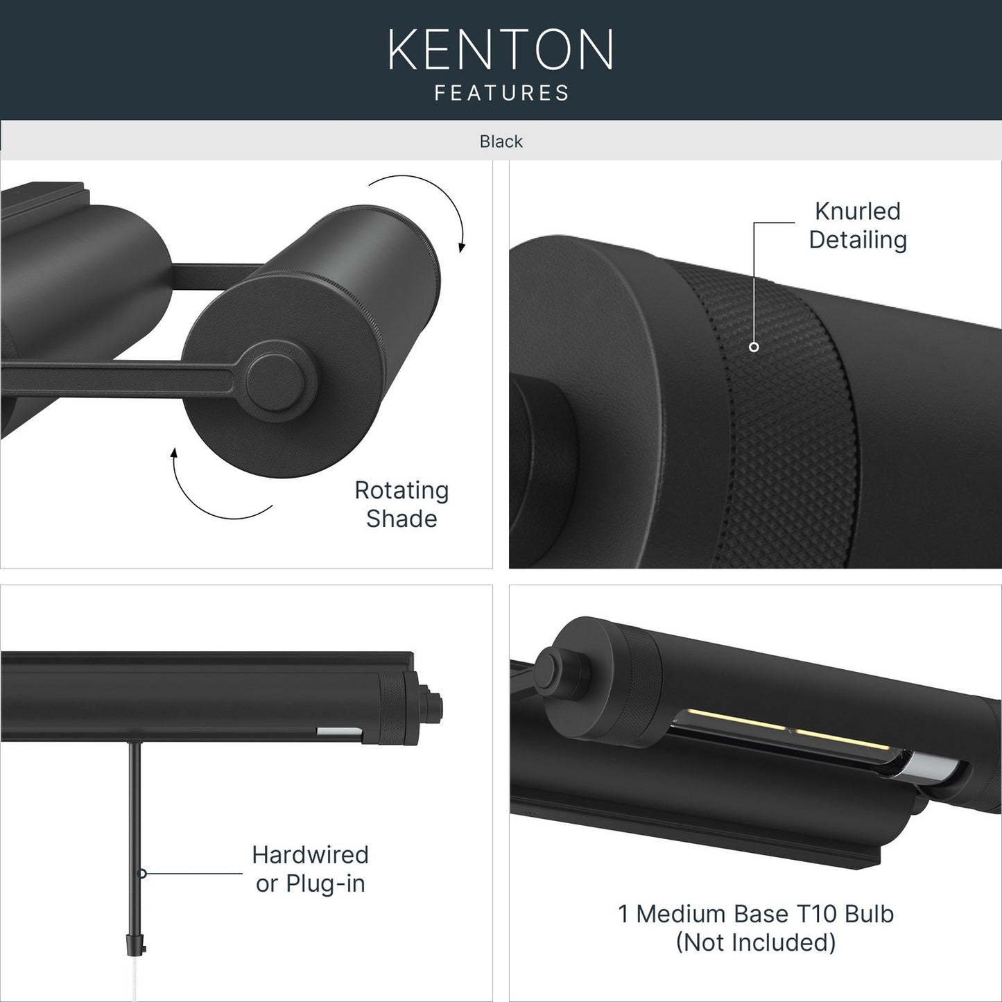 KICHLER 52813BK Kenton One Light Picture Light