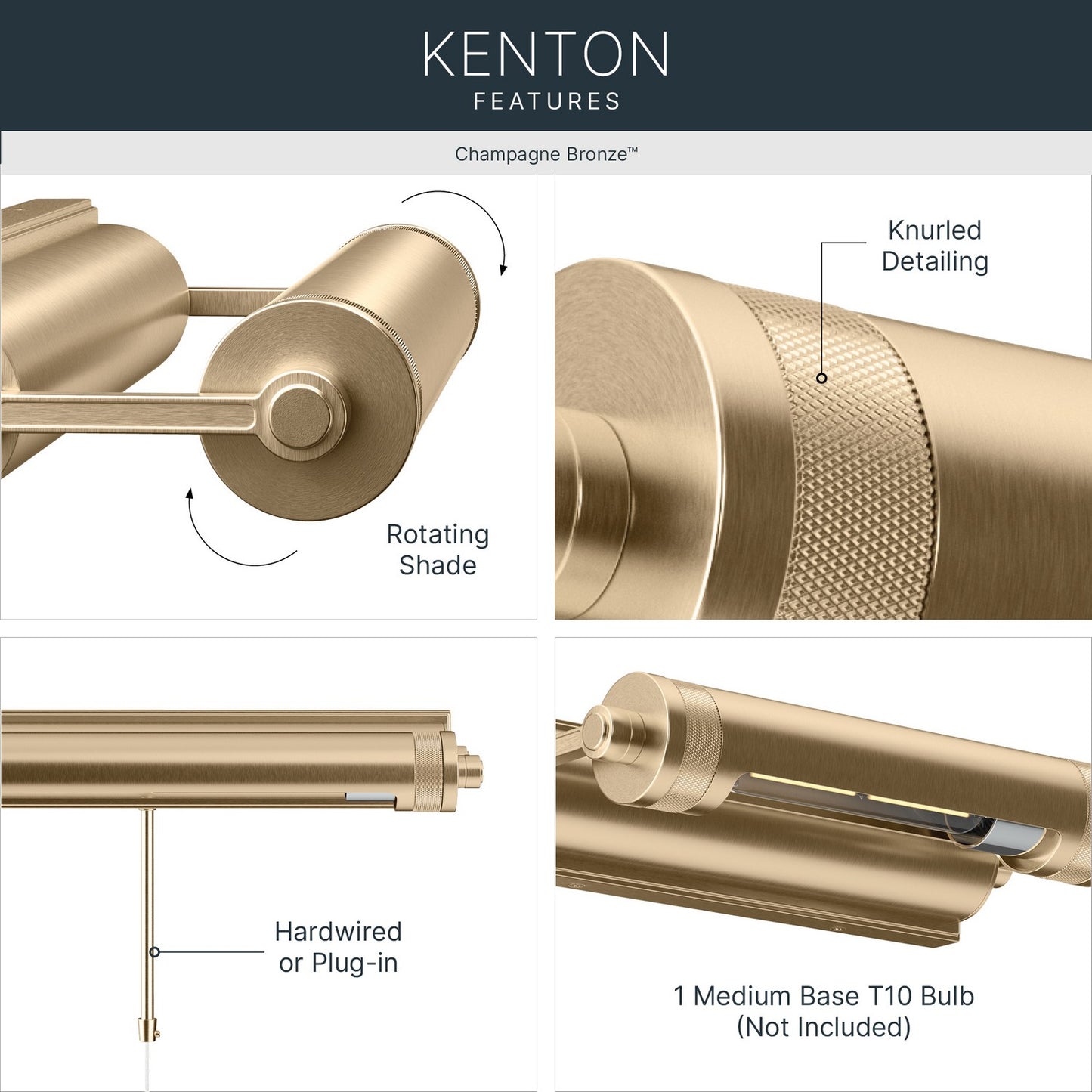 KICHLER 52813CPZ Kenton One Light Picture Light