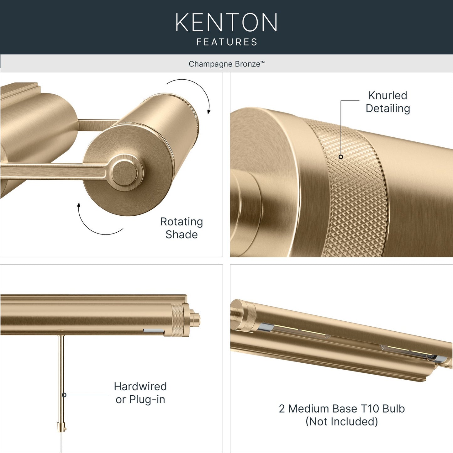 KICHLER 52815CPZ Kenton Two Light Picture Light