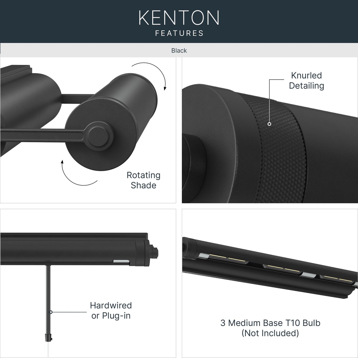 KICHLER 52816BK Kenton Three Light Picture Light