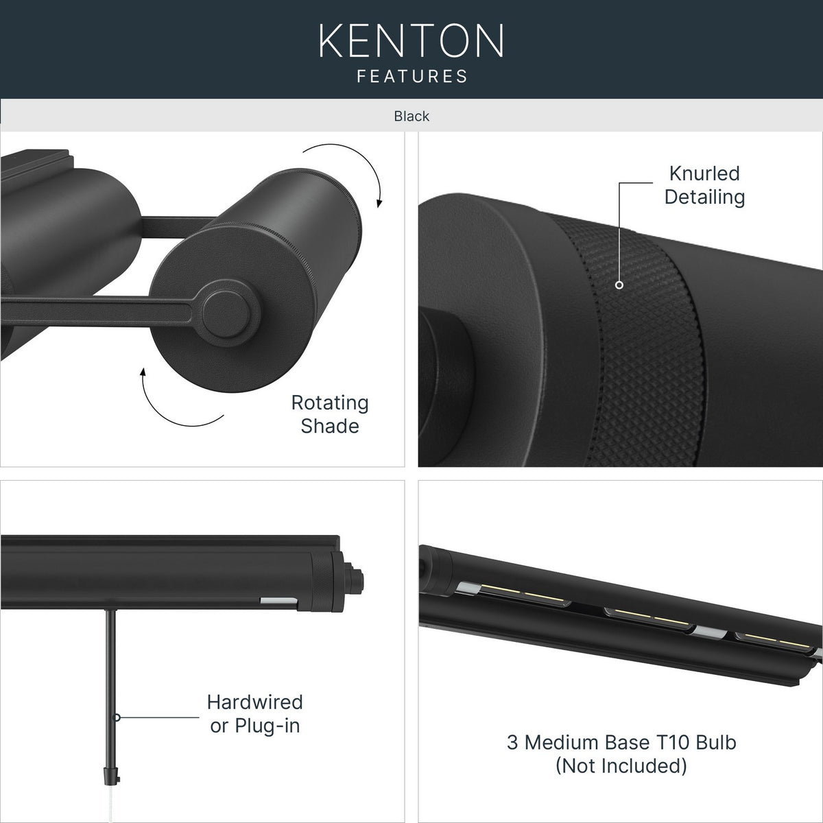 KICHLER 52816BK Kenton Three Light Picture Light