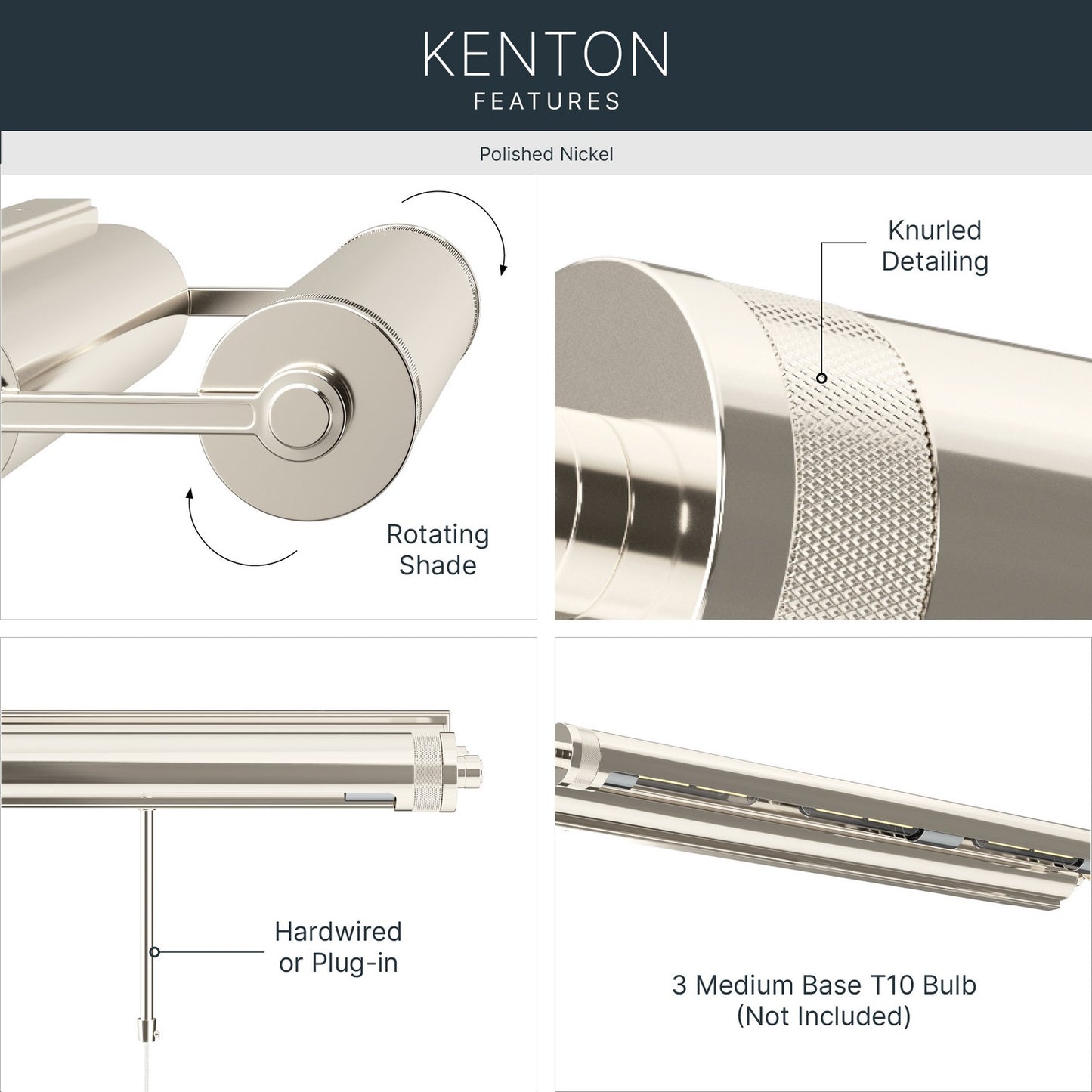 KICHLER 52816PN Kenton Three Light Picture Light