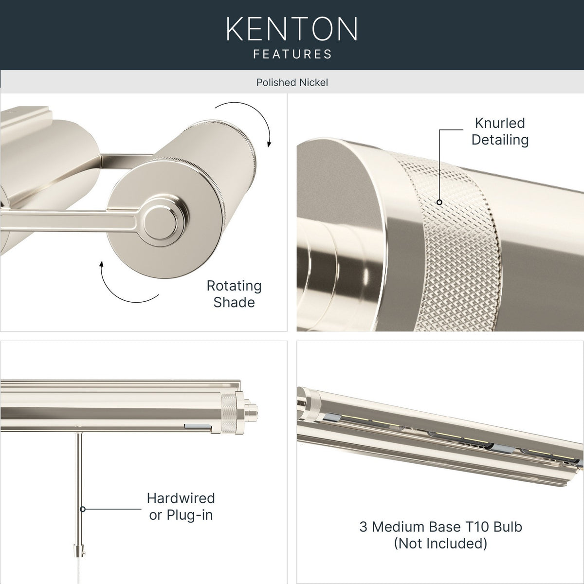 KICHLER 52816PN Kenton Three Light Picture Light