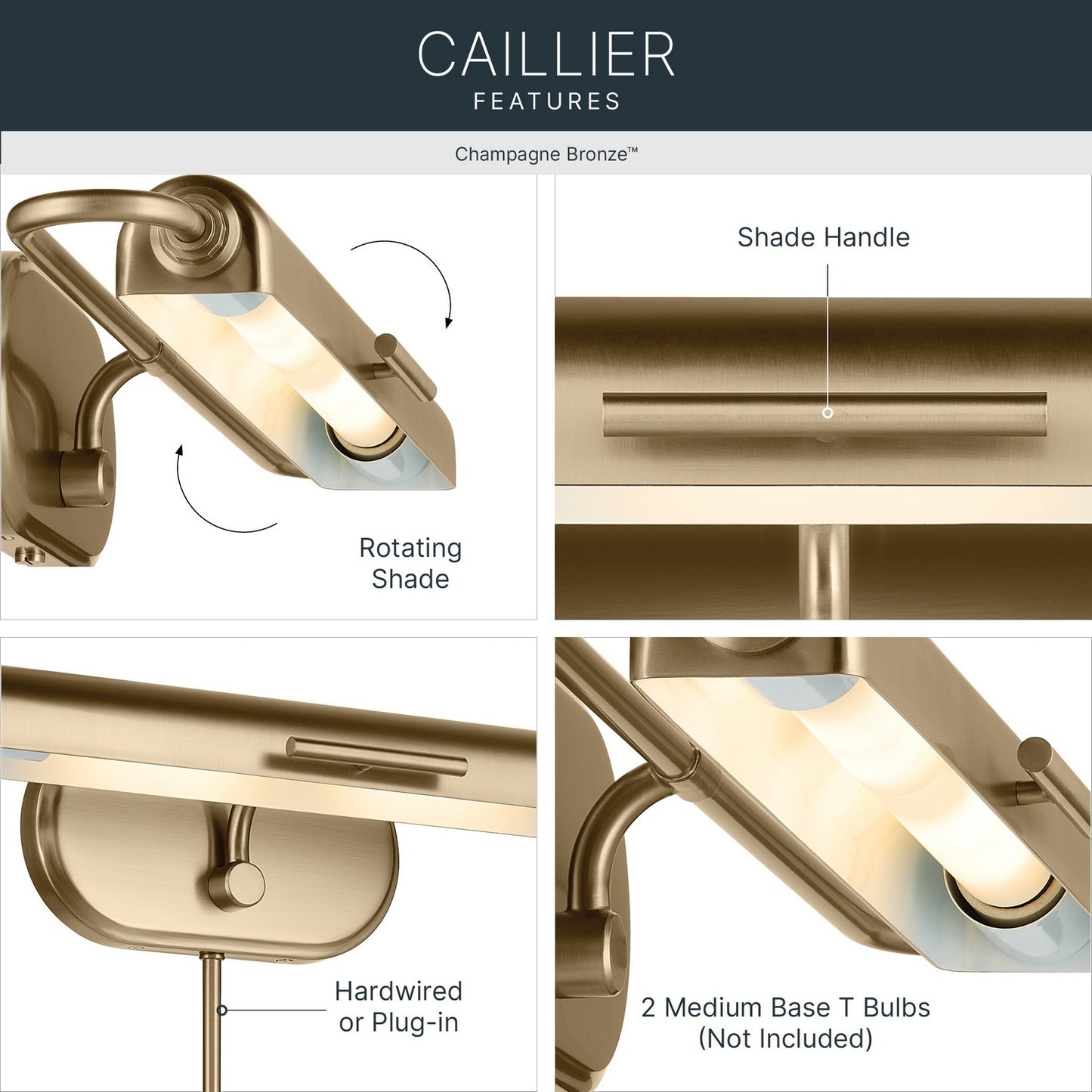 KICHLER 52818CPZ Caillier Two Light Picture Light