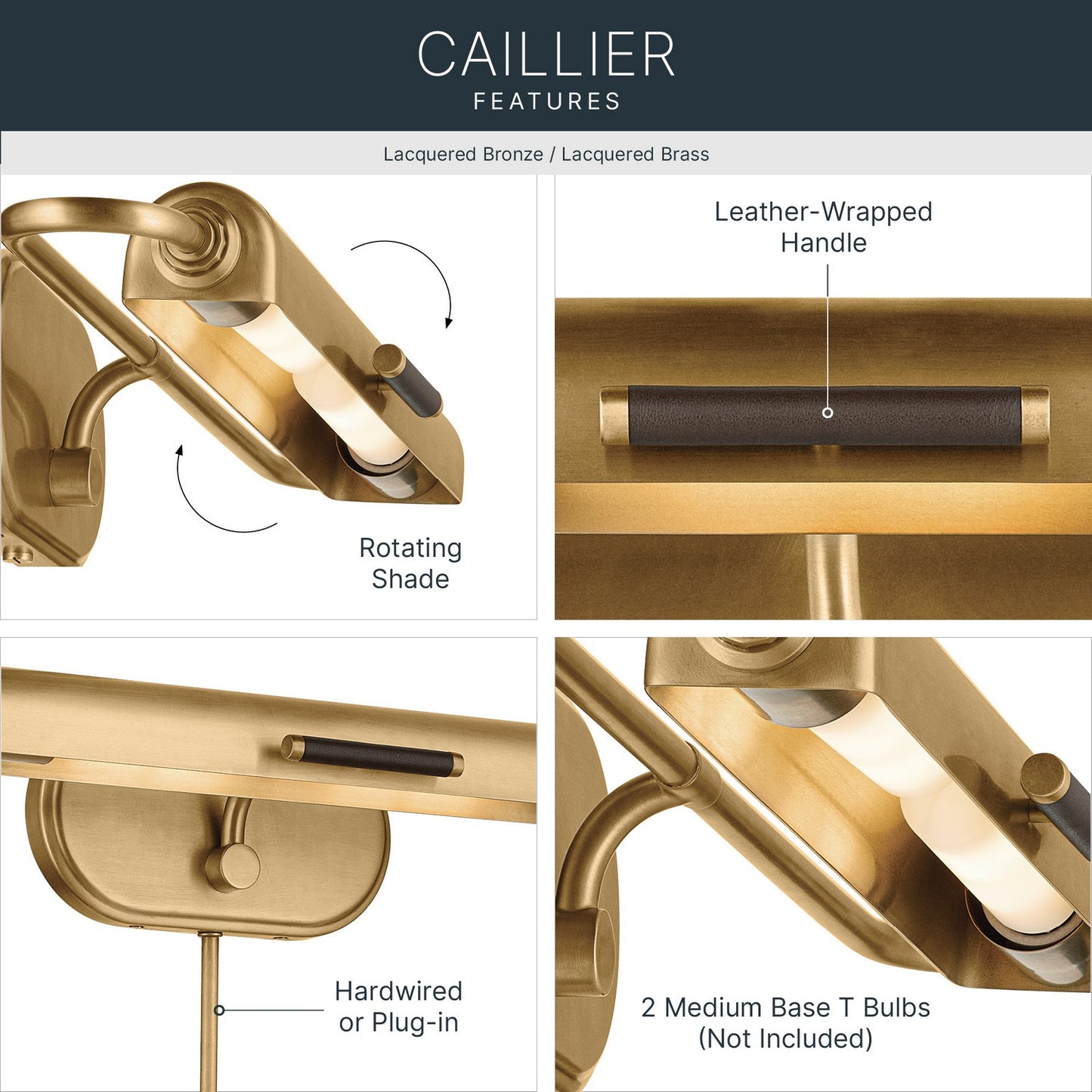 KICHLER 52818LBR Caillier Two Light Picture Light