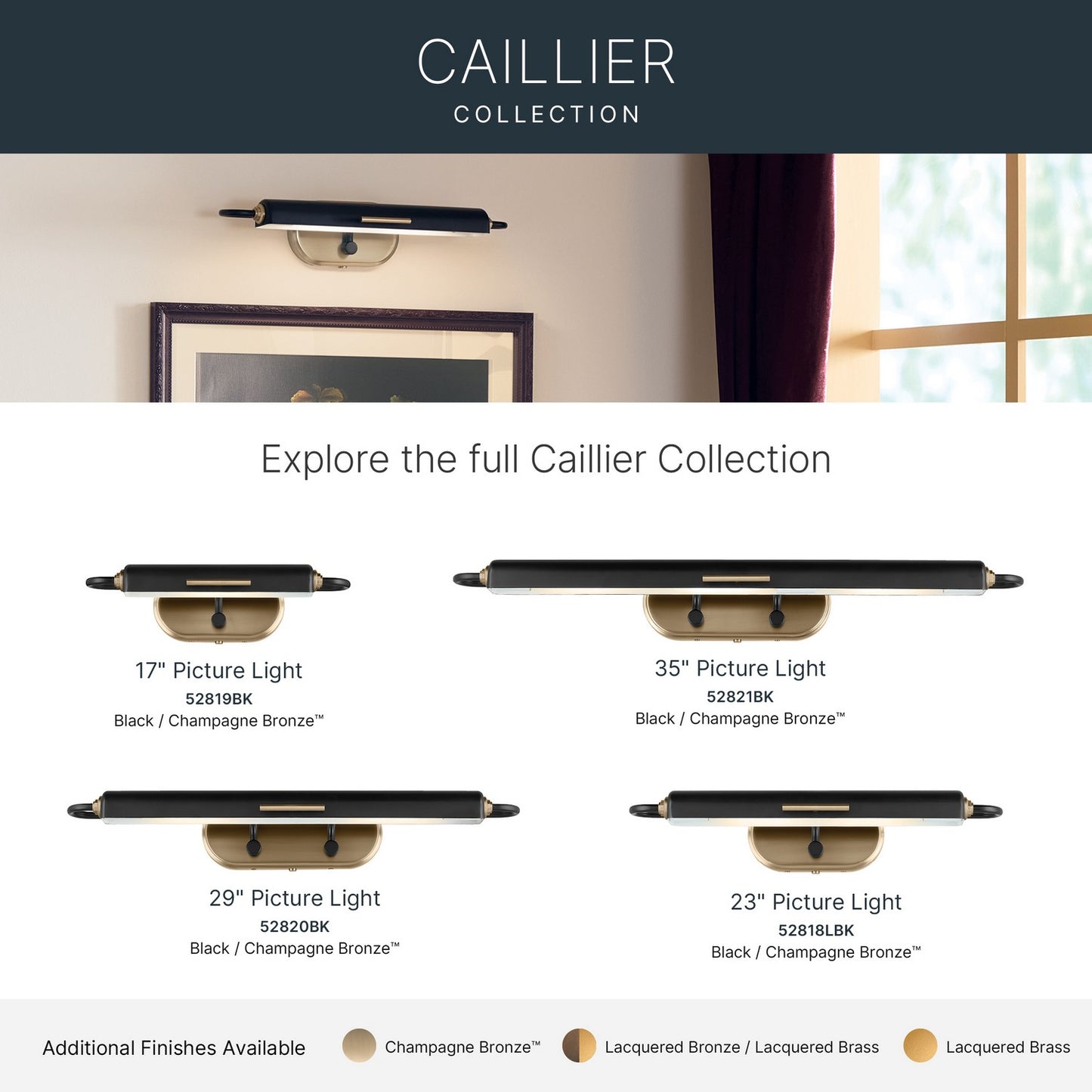 KICHLER 52819BK Caillier One Light Picture Light