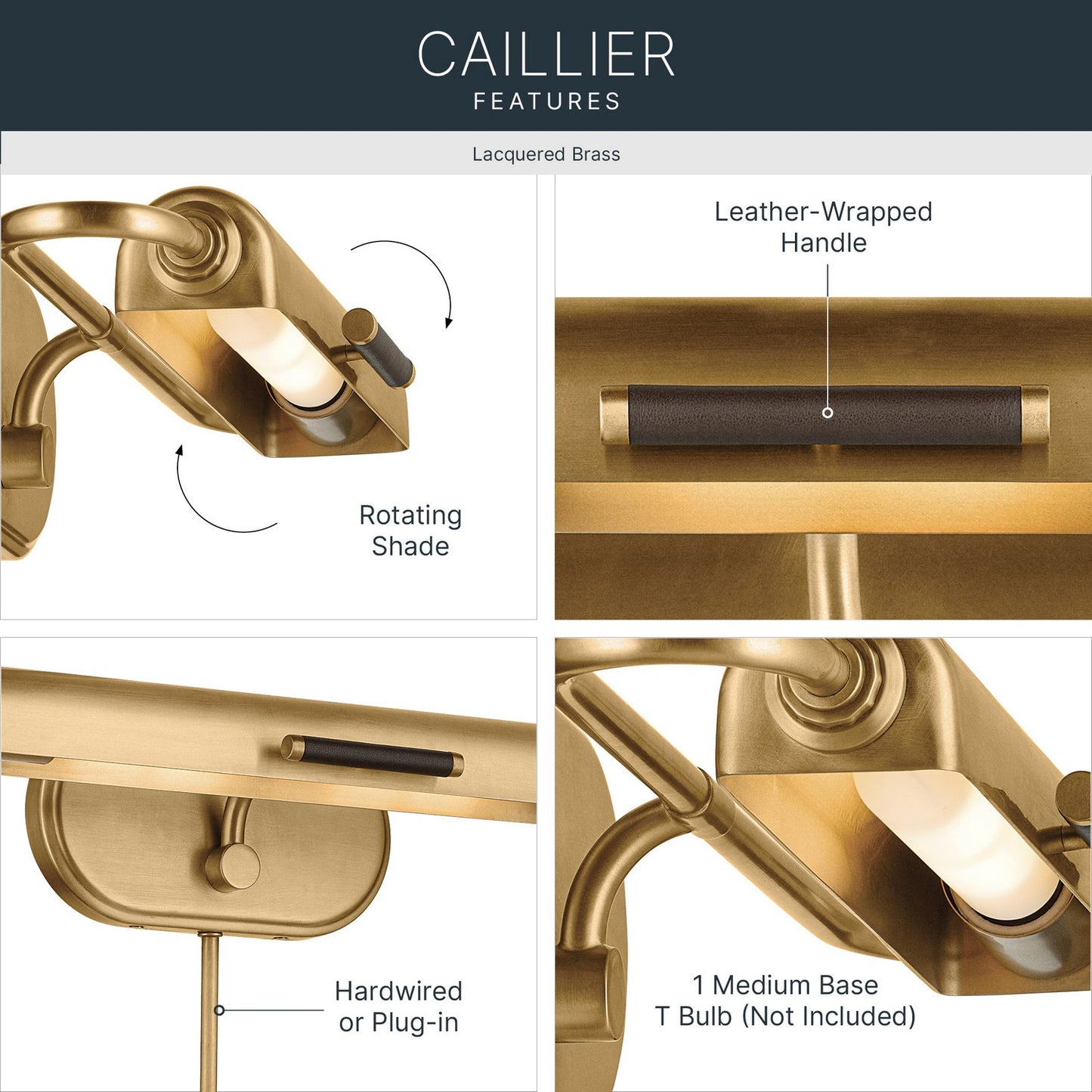 KICHLER 52819LBR Caillier One Light Picture Light