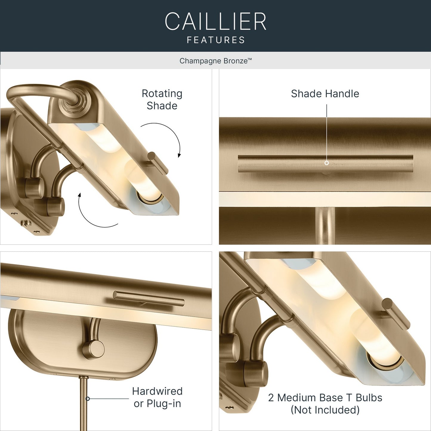 KICHLER 52820CPZ Caillier Two Light Picture Light