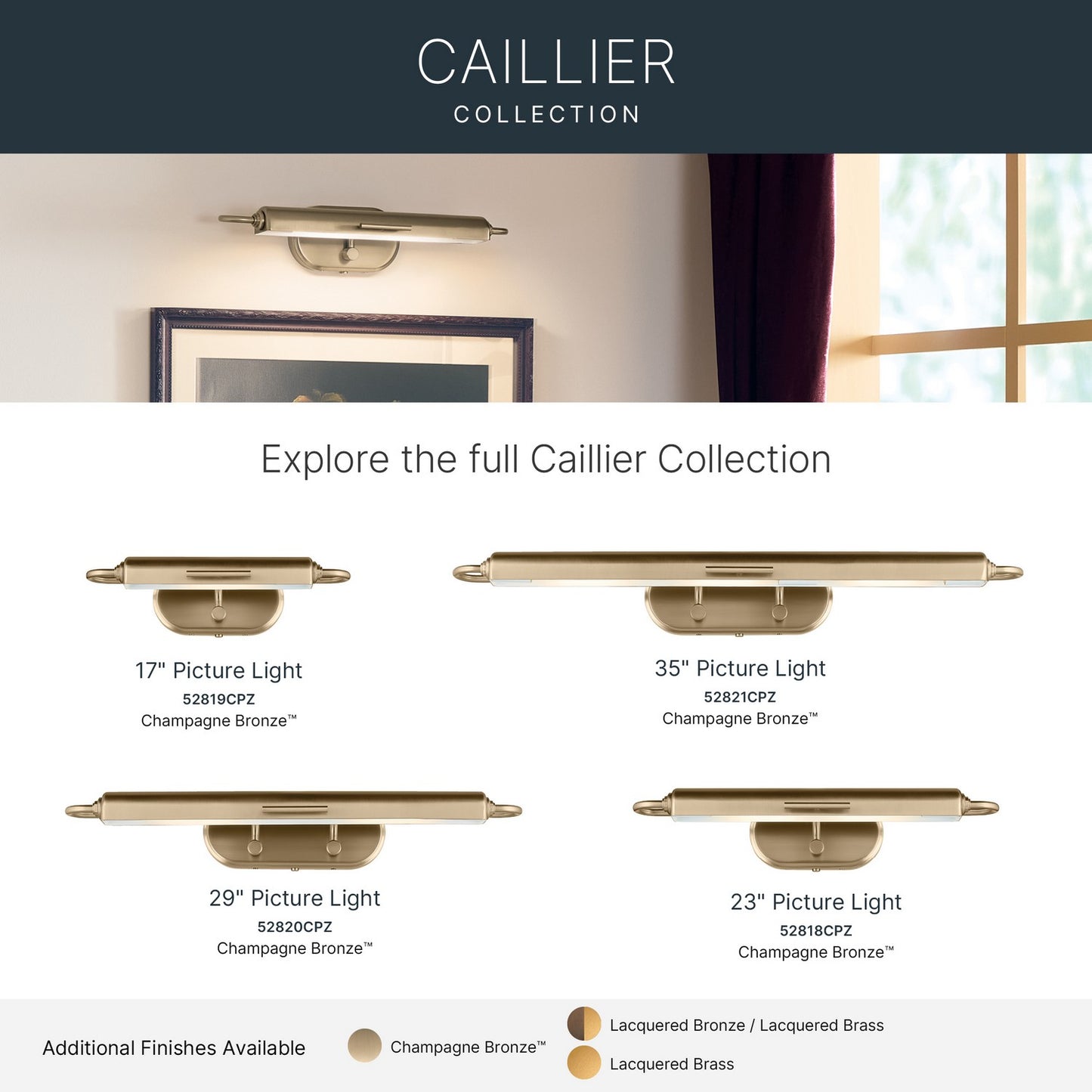 KICHLER 52820CPZ Caillier Two Light Picture Light