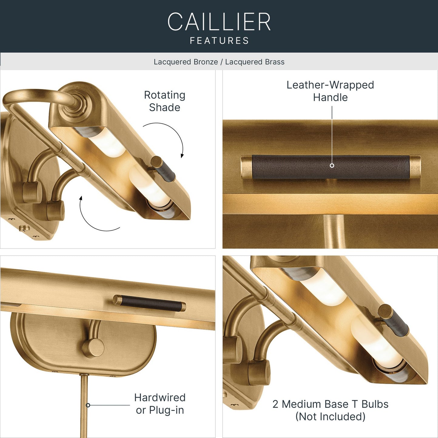 KICHLER 52820LBR Caillier Two Light Picture Light