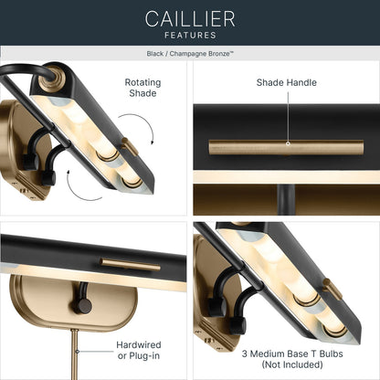 KICHLER 52821BK Caillier Three Light Picture Light