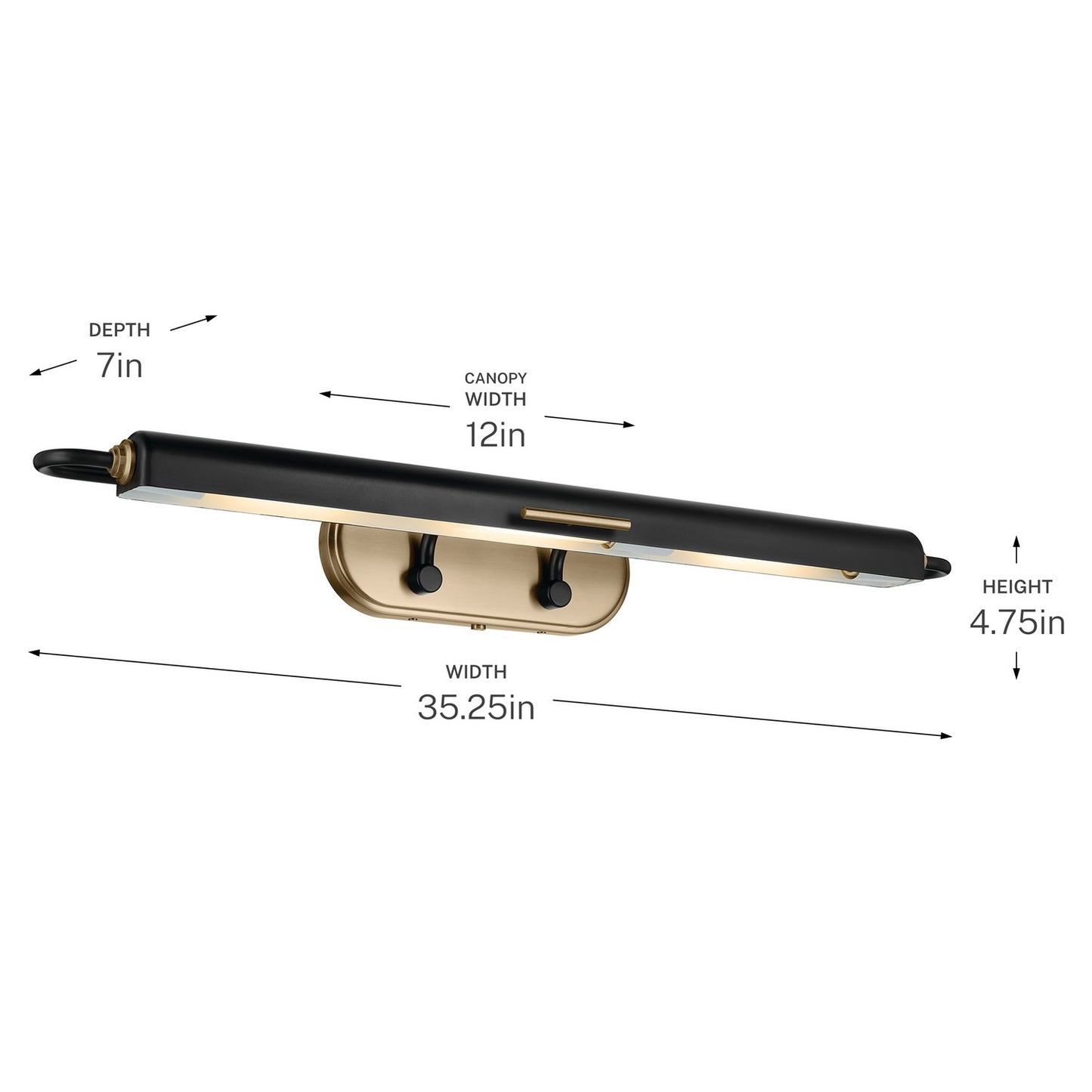 KICHLER 52821BK Caillier Three Light Picture Light