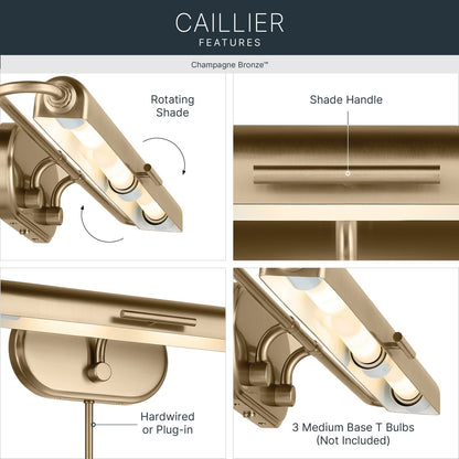 KICHLER 52821CPZ Caillier Three Light Picture Light