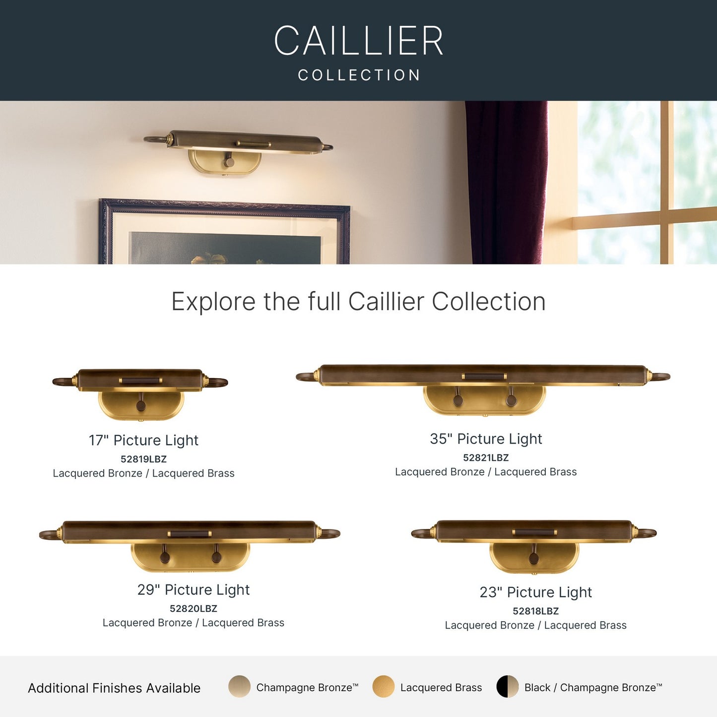 KICHLER 52821LBZ Caillier Three Light Picture Light