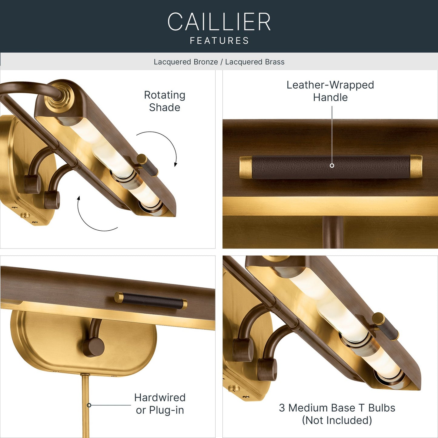 KICHLER 52821LBZ Caillier Three Light Picture Light