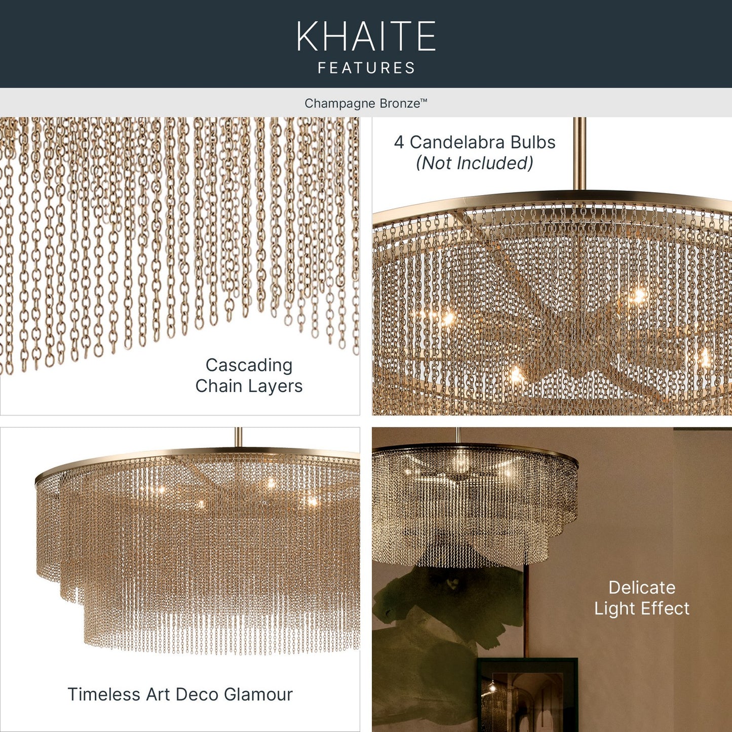 KICHLER 52823CPZ Khaite Four Light Chandelier