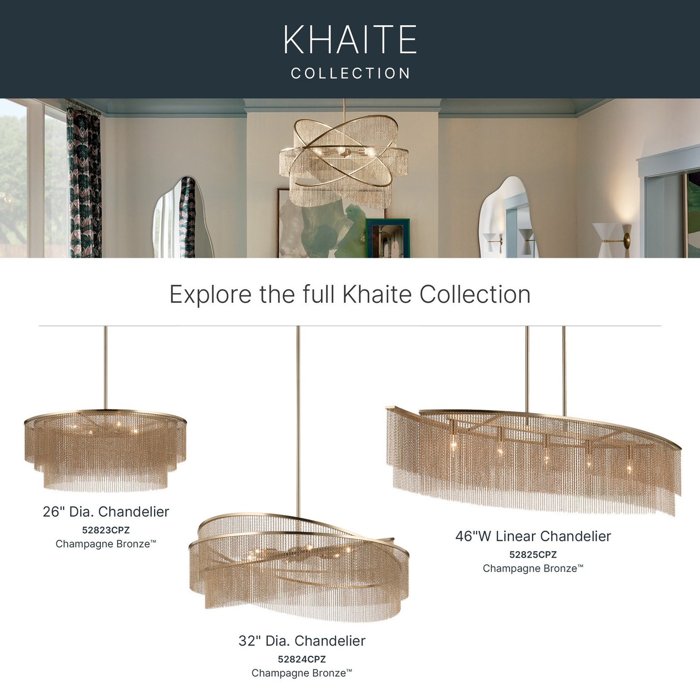 KICHLER 52823CPZ Khaite Four Light Chandelier