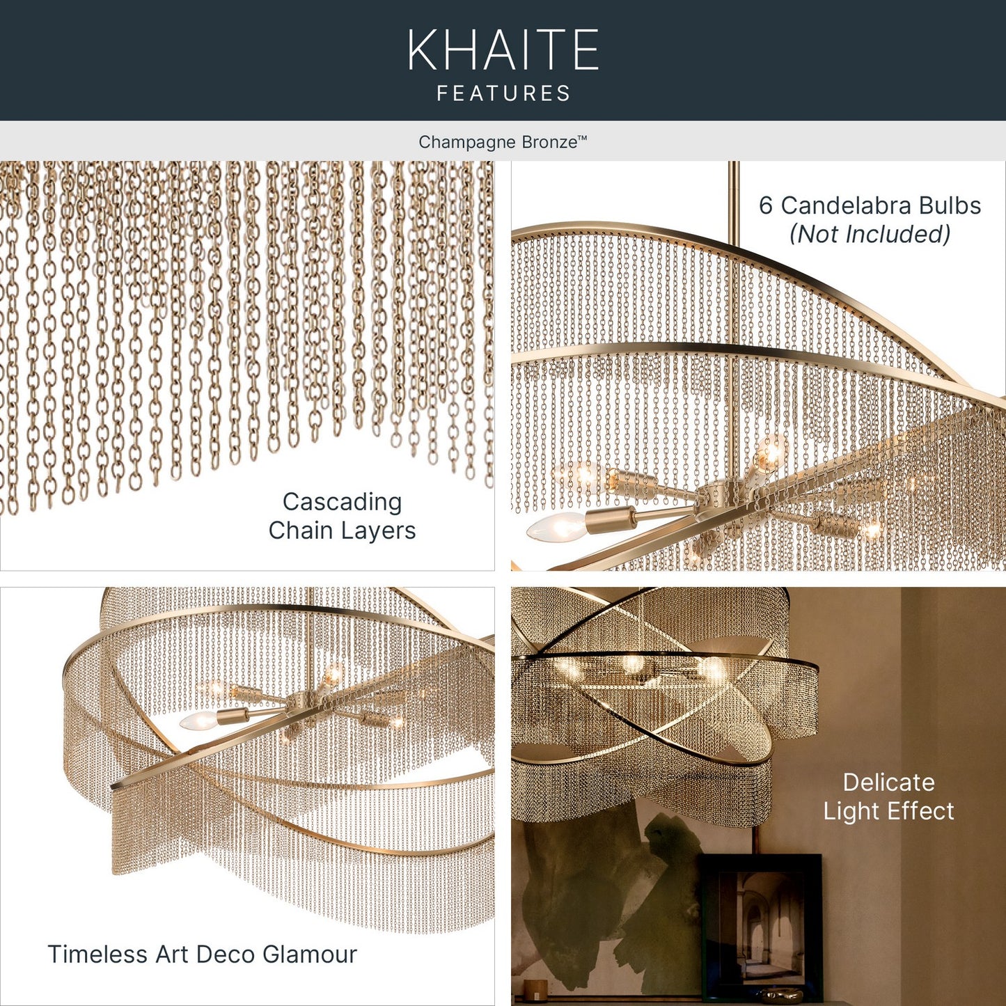 KICHLER 52824CPZ Khaite Six Light Chandelier