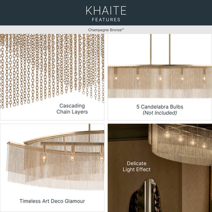 KICHLER 52825CPZ Khaite Five Light Linear Chandelier