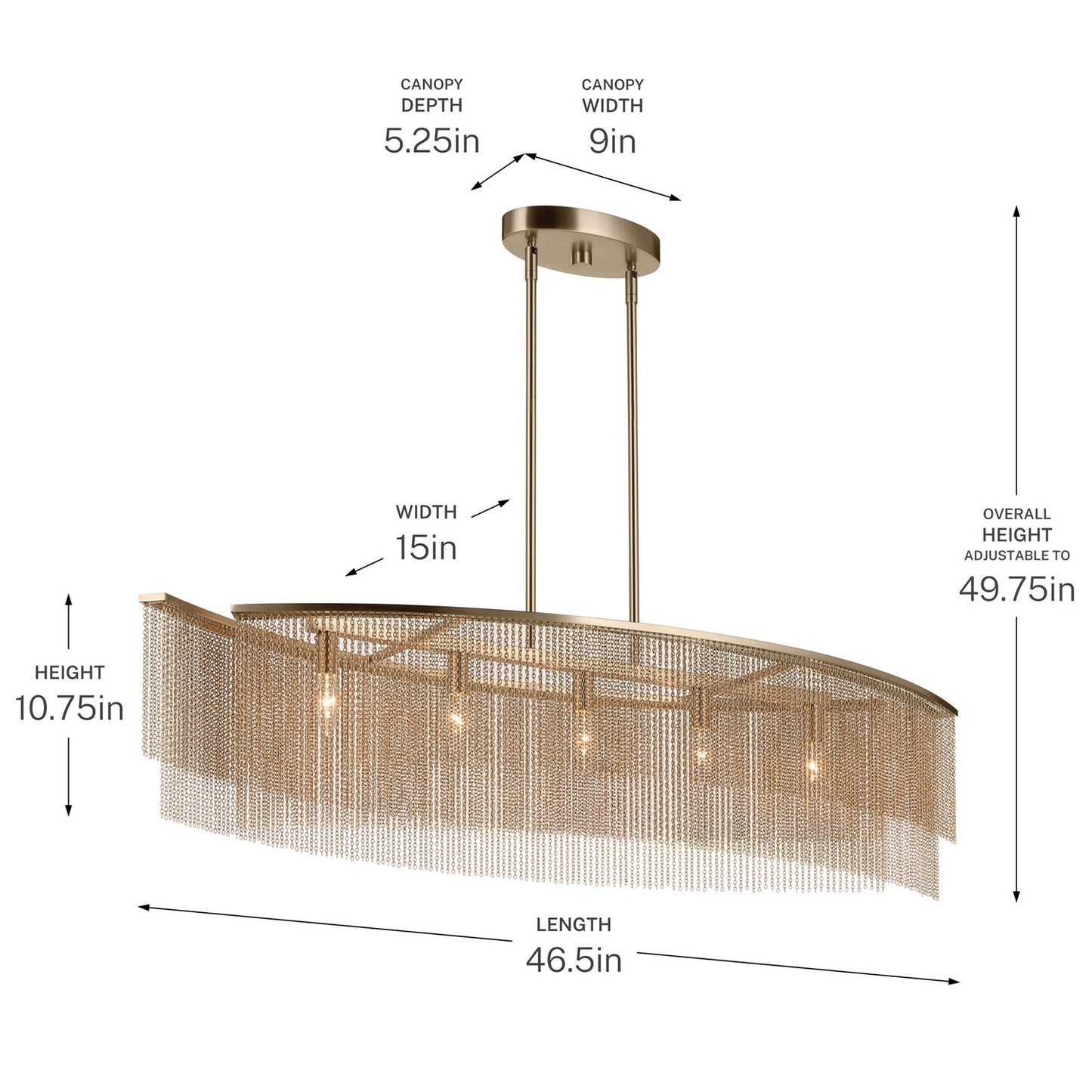 KICHLER 52825CPZ Khaite Five Light Linear Chandelier