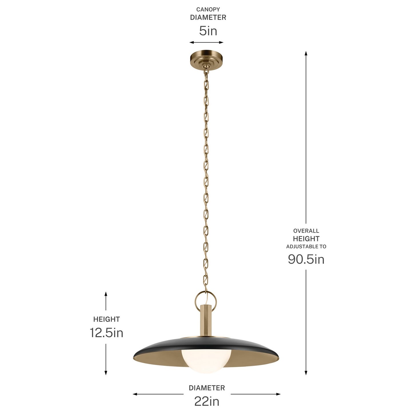 KICHLER 52835BK Kurio One Light Pendant