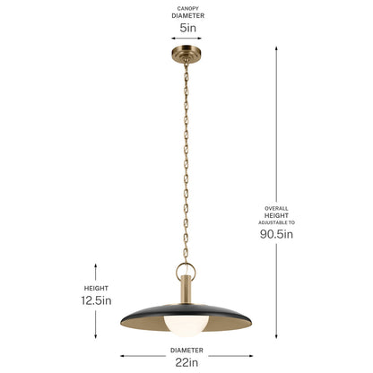 KICHLER 52835BK Kurio One Light Pendant