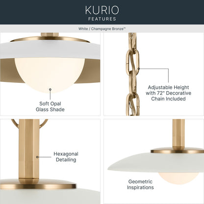 KICHLER 52835WH Kurio One Light Pendant