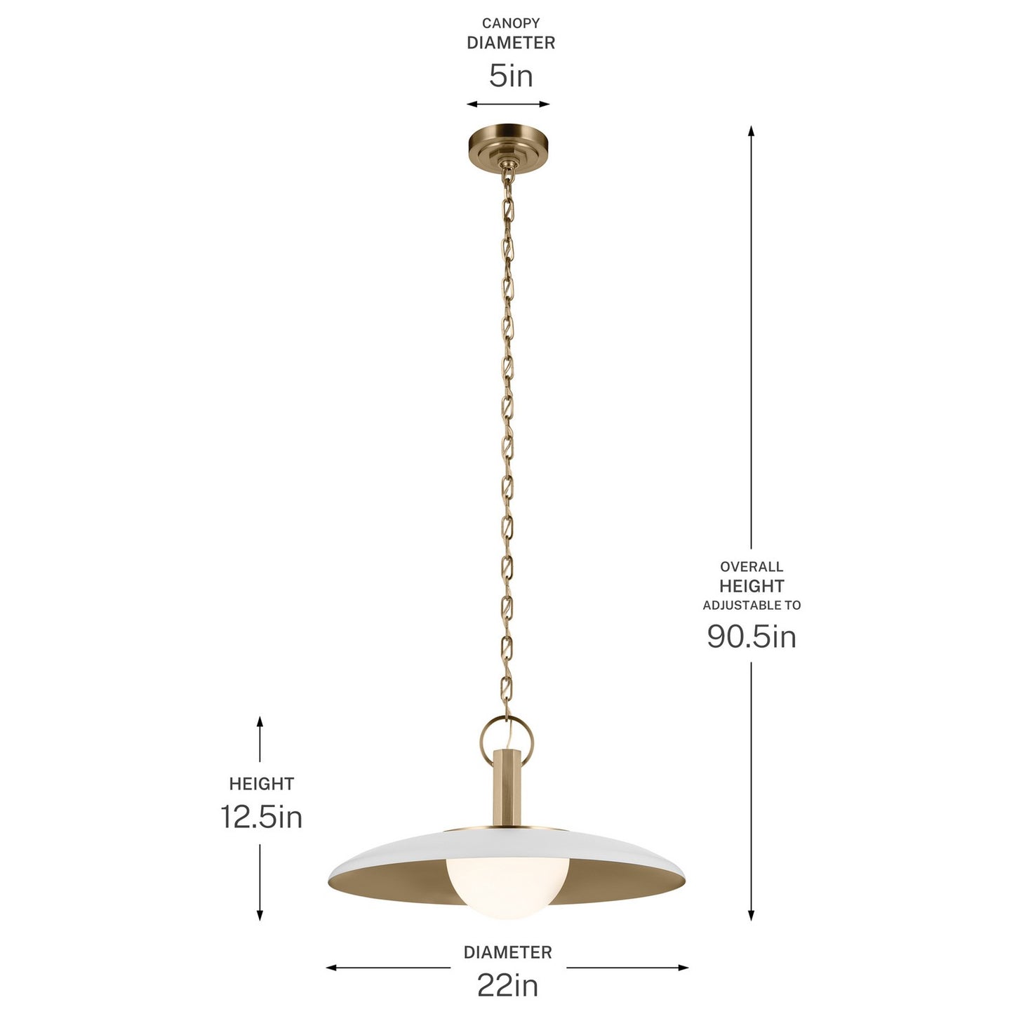 KICHLER 52835WH Kurio One Light Pendant