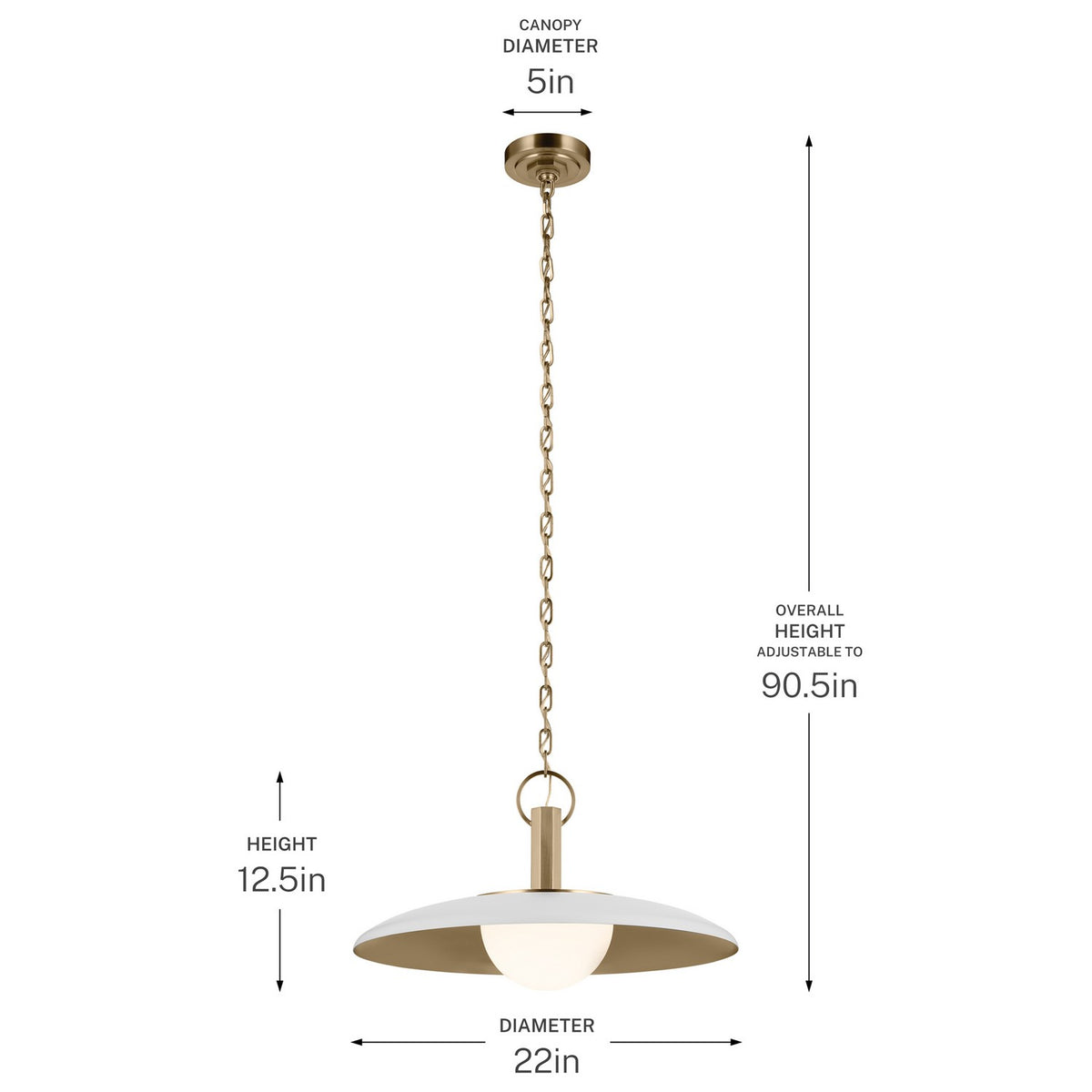 KICHLER 52835WH Kurio One Light Pendant