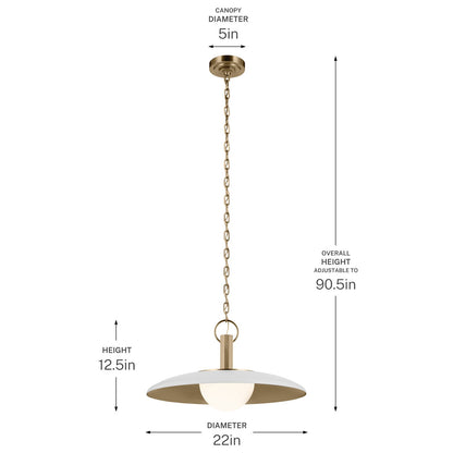 KICHLER 52835WH Kurio One Light Pendant