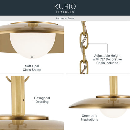 KICHLER 52835LBR Kurio One Light Pendant