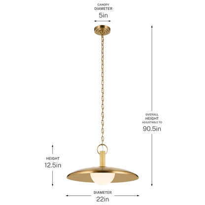 KICHLER 52835LBR Kurio One Light Pendant